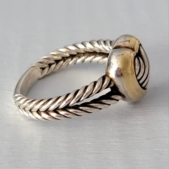David Yurman Two-Tone Cable Heart Ring